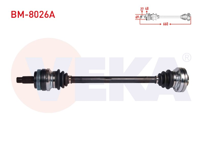 BMW KOMPLE AKS SAG ARKA  3 SERISI (E90) 320 D ABSLI 48 DIS UZUNLUK 660 mm 2005-2011 304478 33217533446