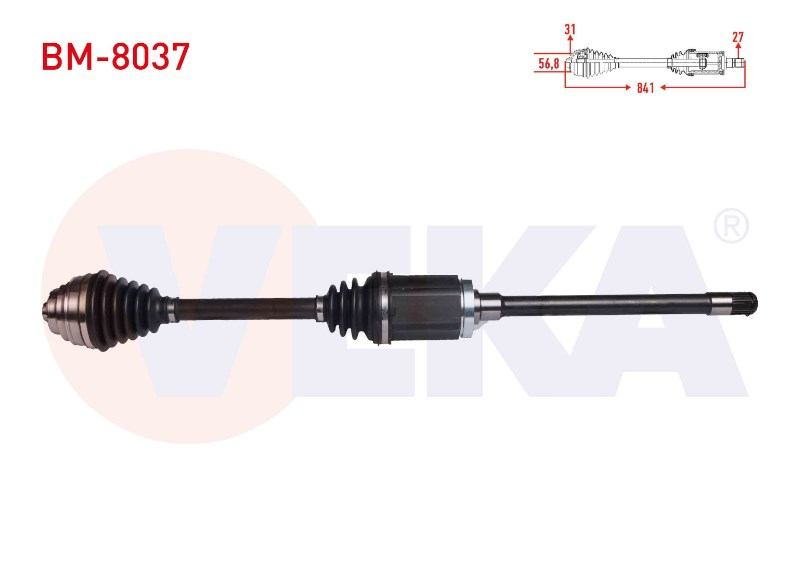 BMW KOMPLE AKS SAG ON  3 SERISI (F30) 320 D XDRIVE A-T/M-T UZUNLUK 841 mm 2011- 306359