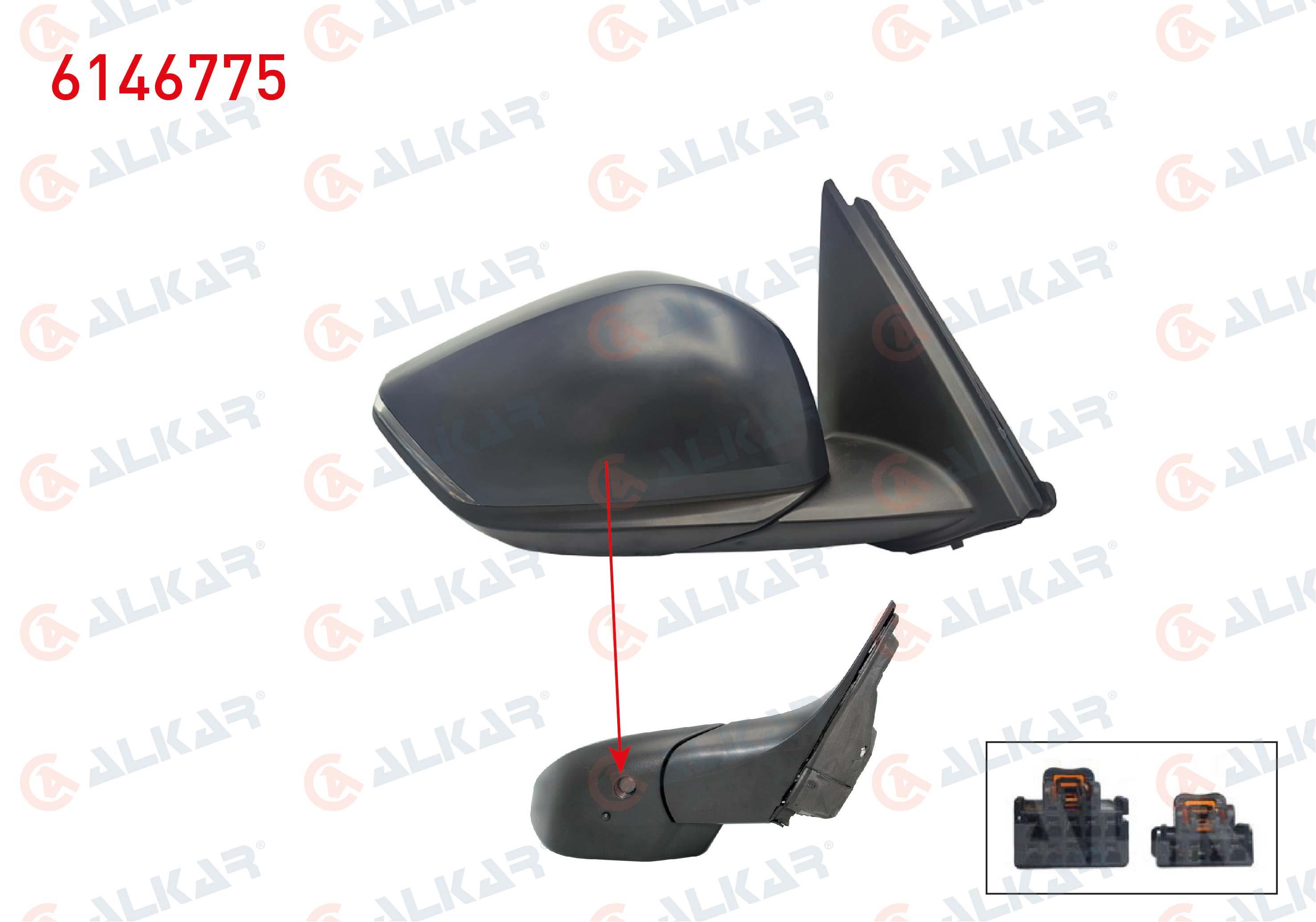 DIS DIKIZ AYNASI SAG ELEKTRIKLI ISITMALI ASTARLI OTOMATIK KATLANIR SINYALLI SENSORLU ALT AYDINLATMALI KOR NOKTALI 14 PIN CITROEN C4 III 2020-