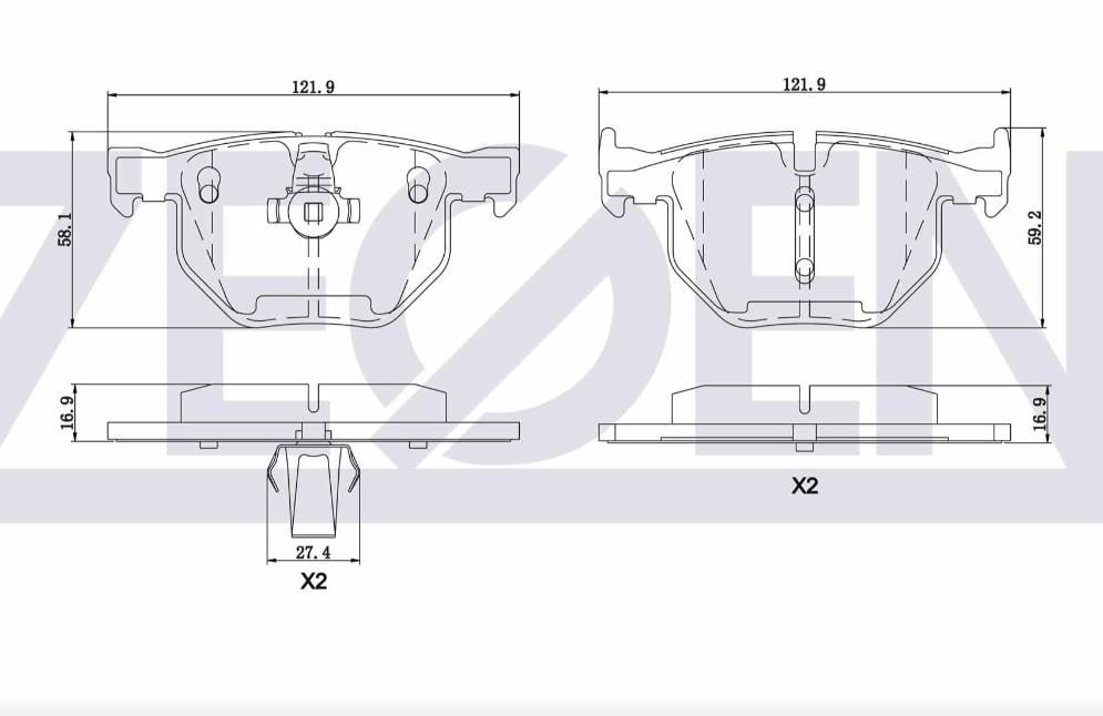 FREN BALATA ARKA BMW 5 SERISI (E60) 525 i 17.00mm 2003-2010-34216763044-34216791938-34216775678-34216769105