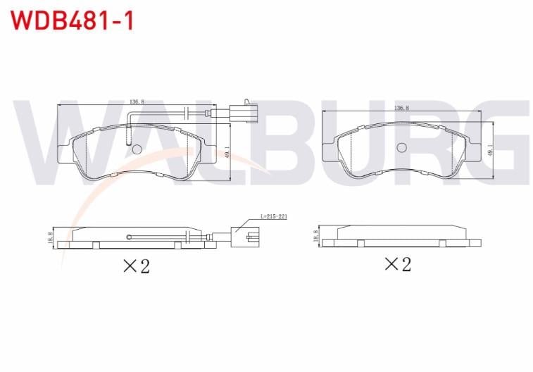 FREN BALATA ARKA CIFT FISLI FIAT DUCATO 2.0 MJT 2014- / DUCATO 2.3 MJT 2014- / CITROEN JUMPER 2.2 HDI 2014- / PEUGEOT BOXER 2.2 HDI 2014-