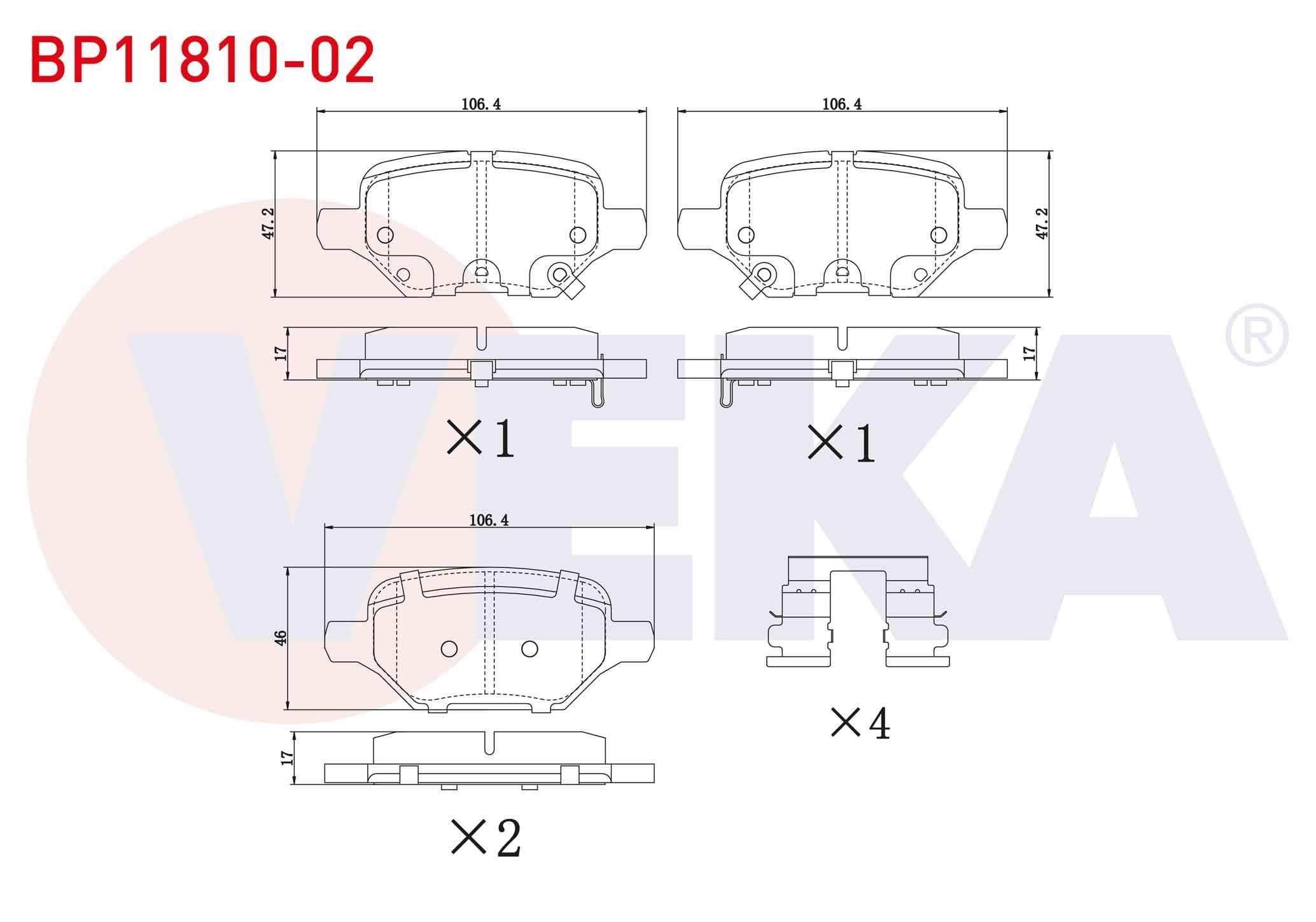FREN BALATA ARKA IKAZLI OPEL MOKKA 1.4 - 1.6 - 1.6 CDTI 2012-/ MOKKA X 1.6 CDTI 2012-