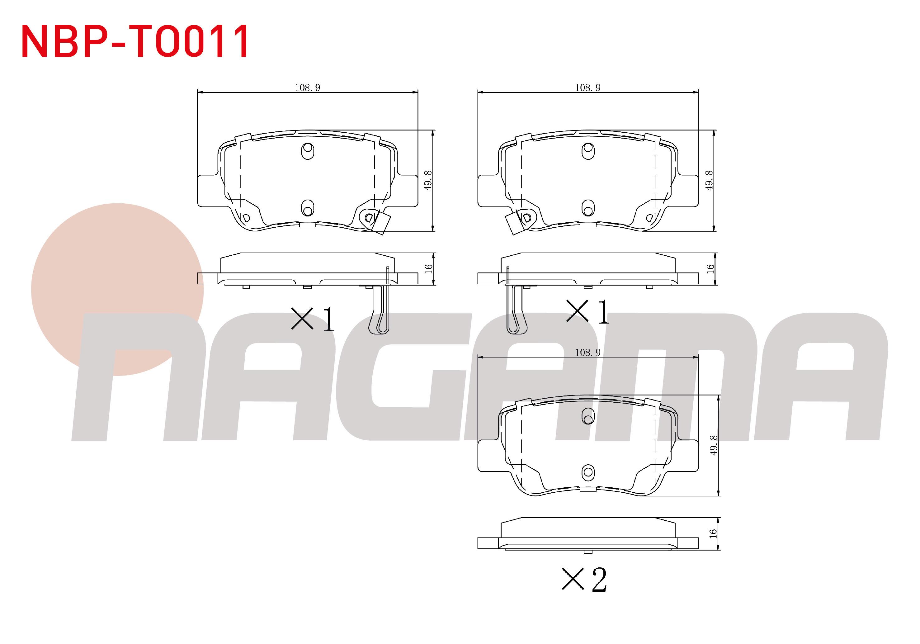 FREN BALATA ARKA IKAZLI TOYOTA AVENSIS (T27) 1.6i 2009- / AVENSIS (T27) 1.8i 2009- / AVENSIS (T27) 2.0 D 2009- / AVENSIS (T27) 2.0 D-4D 2009-