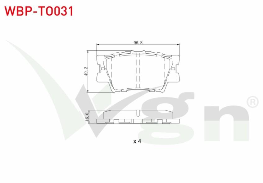 FREN BALATA ARKA TOYOTA RAV4 III (ACA3_, ACE_, ALA3_, GSA3_, ZSA3_) 2.0 VVT-I 2005-2012 / RAV4 III 2.2 D 2005-2012 / RAV4 III 2.2 D-4D 2005-2012 / RAV4 III 2.0 VVT-I 2005-2012