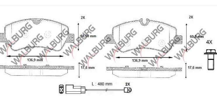 FREN BALATA FISLI ARKA FORD TOURNEO CUSTOM (V362) 2.2 TDCI 17.6mm 2012- 1763916 BK21 2M008 AC F BK21 2M008 AA