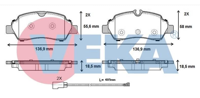 FREN BALATA FISLI ARKA FORD TRANSIT (CIFT TEKER) 2.2 TDCI 17.00mm 2014-