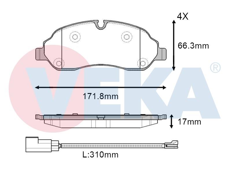 FREN BALATA FISLI ON FORD TRANSIT (CIFT TEKER) 2.2 TDCI 17.00mm 2014- 2006028 MEBK3J 2K021 AA 1840479