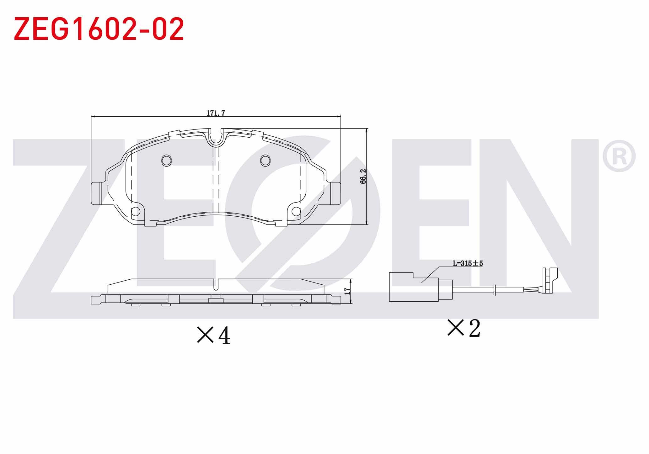 FREN BALATA FISLI ON FORD TRANSIT (CIFT TEKER) 2.2 TDCI 17.00mm 2014-