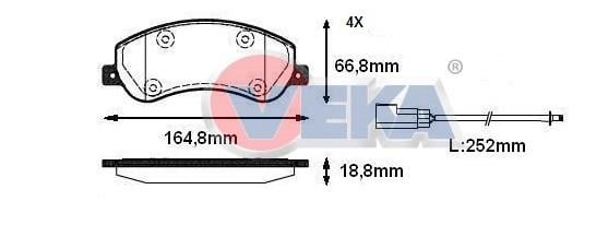 FREN BALATA FISLI ON FORD TRANSIT (V347) 2.4 TDCI (ARKADAN CEKISLI) 18.80mm 2006-2014 1433952 1488962