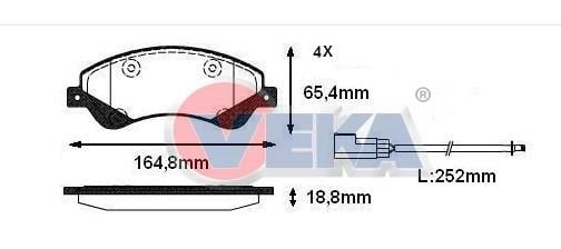 FREN BALATA FISLI ON FORD TRANSIT (V347) 2.2 TDCI (ONDEN CEKIS) 18.80mm 2006-2014 1433954 1721086 9C11 2K021 BA