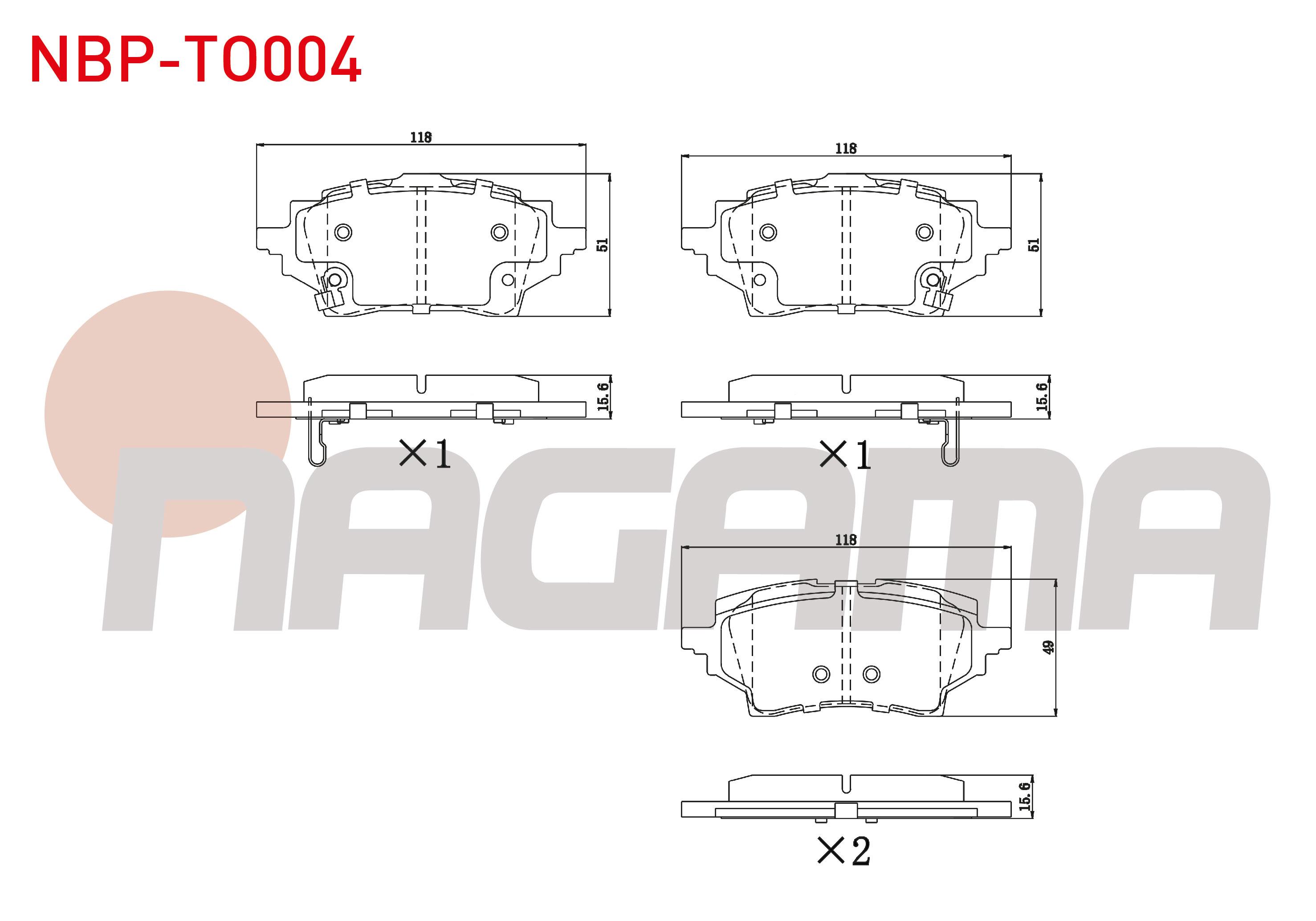 FREN BALATA IKAZLI ARKA TOYOTA COROLLA (_E21_) 1.8 Hybrid 2019- / COROLLA (_E21_) 1.6 VVT-I 2019-