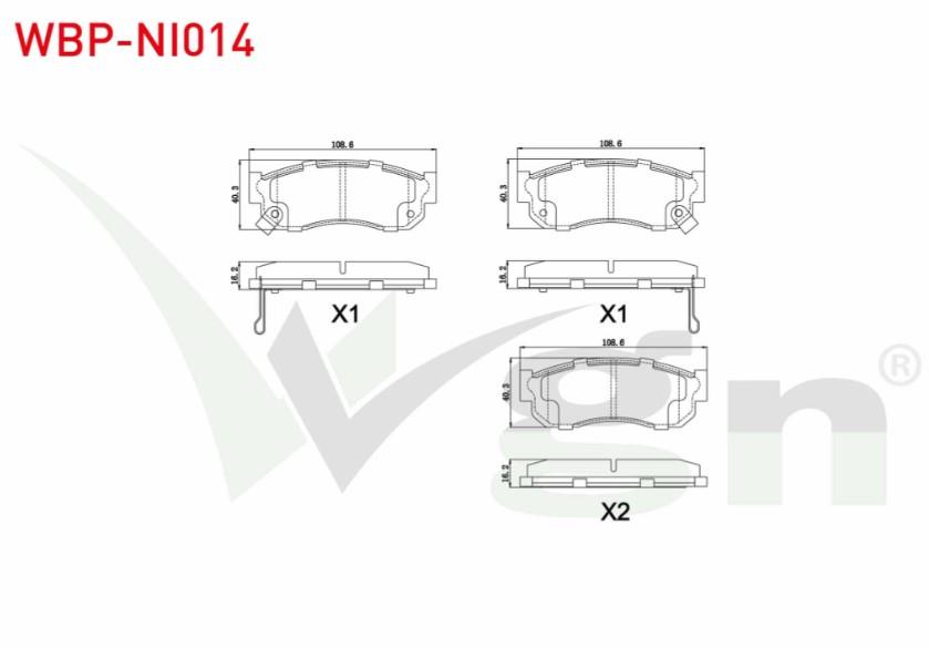 FREN BALATA IKAZLI ON NISSAN SUNNY II (N13) 1.6i 1986-1991/ NISSAN SUNNY II (N13) 1.4 LX 1986-1991 / NISSAN SUNNY I (B11) 1.3 16.00mm 1982-1990