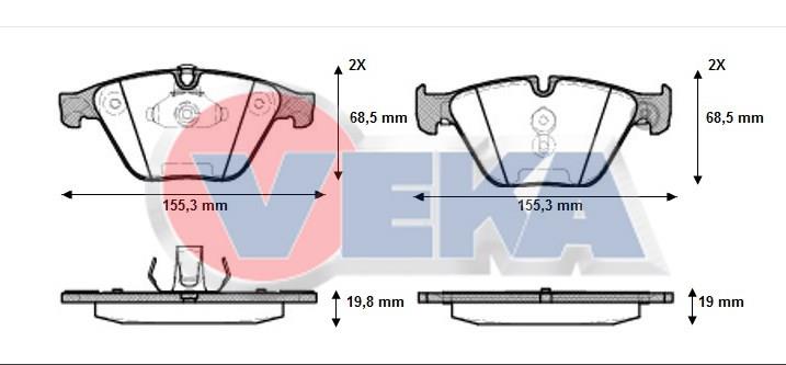 FREN BALATA ON BMW 5 SERISI (F10) 528 i 19.00-19.80mm 2010- 34116775314