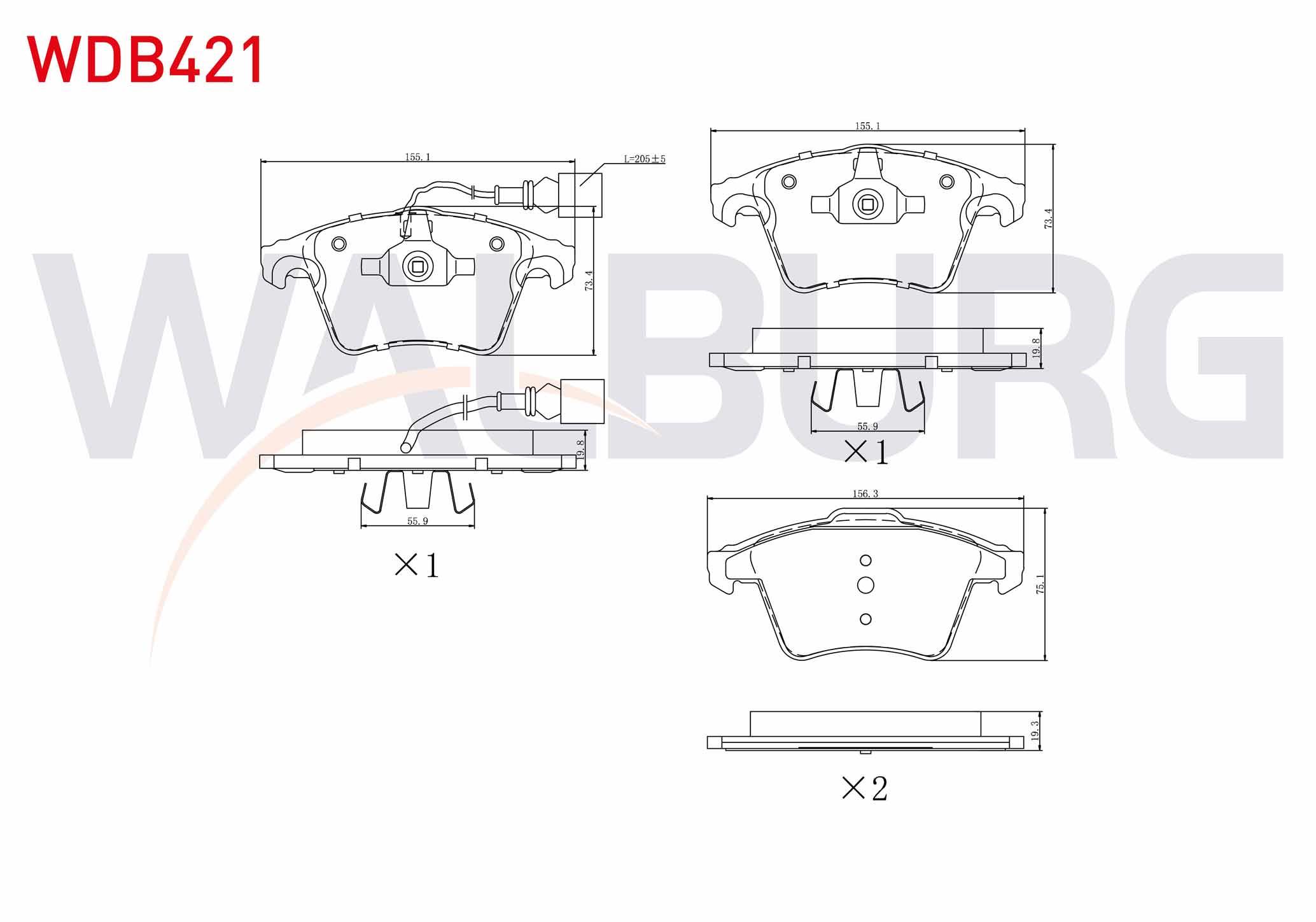 FREN BALATA ON FISLI VOLKSWAGEN TRANSPORTER V 1.9 TDI 2003-2011 / TRANSPORTER V 2.5 TDI 2003-2011 / TRANSPORTER VI 2.0 TDI 2009- / TRANSPORTER VI 2.0 TDI BITDI 2009-