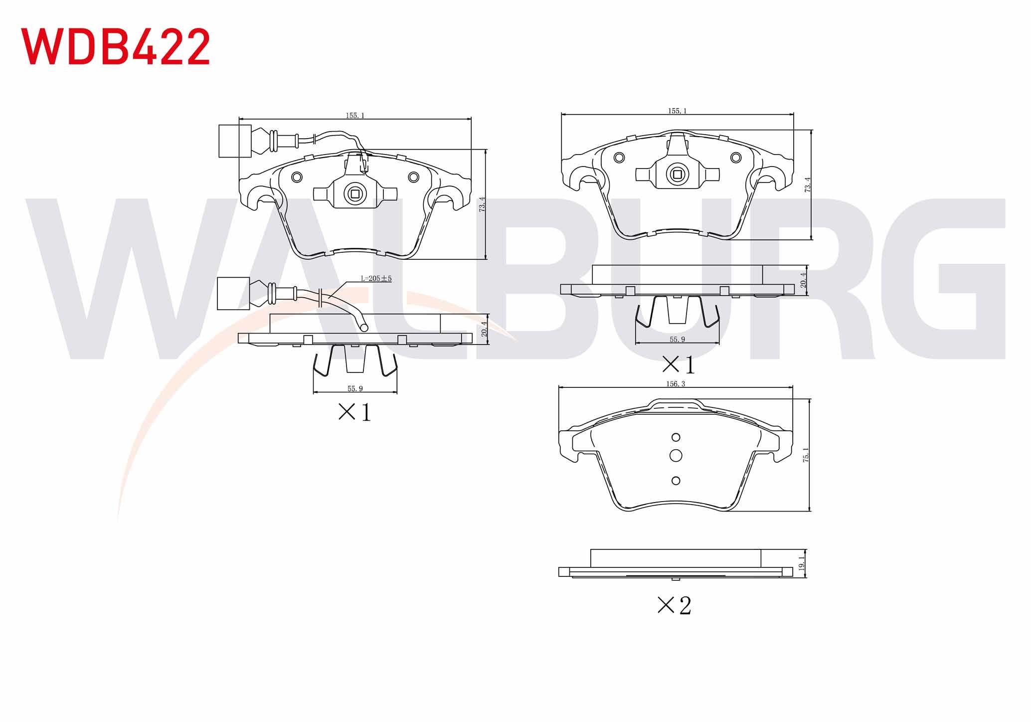 FREN BALATA ON FISLI VOLKSWAGEN TRANSPORTER V 1.9 TDI 2003-2011 / TRANSPORTER V 2.5 TDI 2003-2011 / TRANSPORTER VI 2.0 TDI 2009- / TRANSPORTER VI 2.0 TDI BITDI 2009-