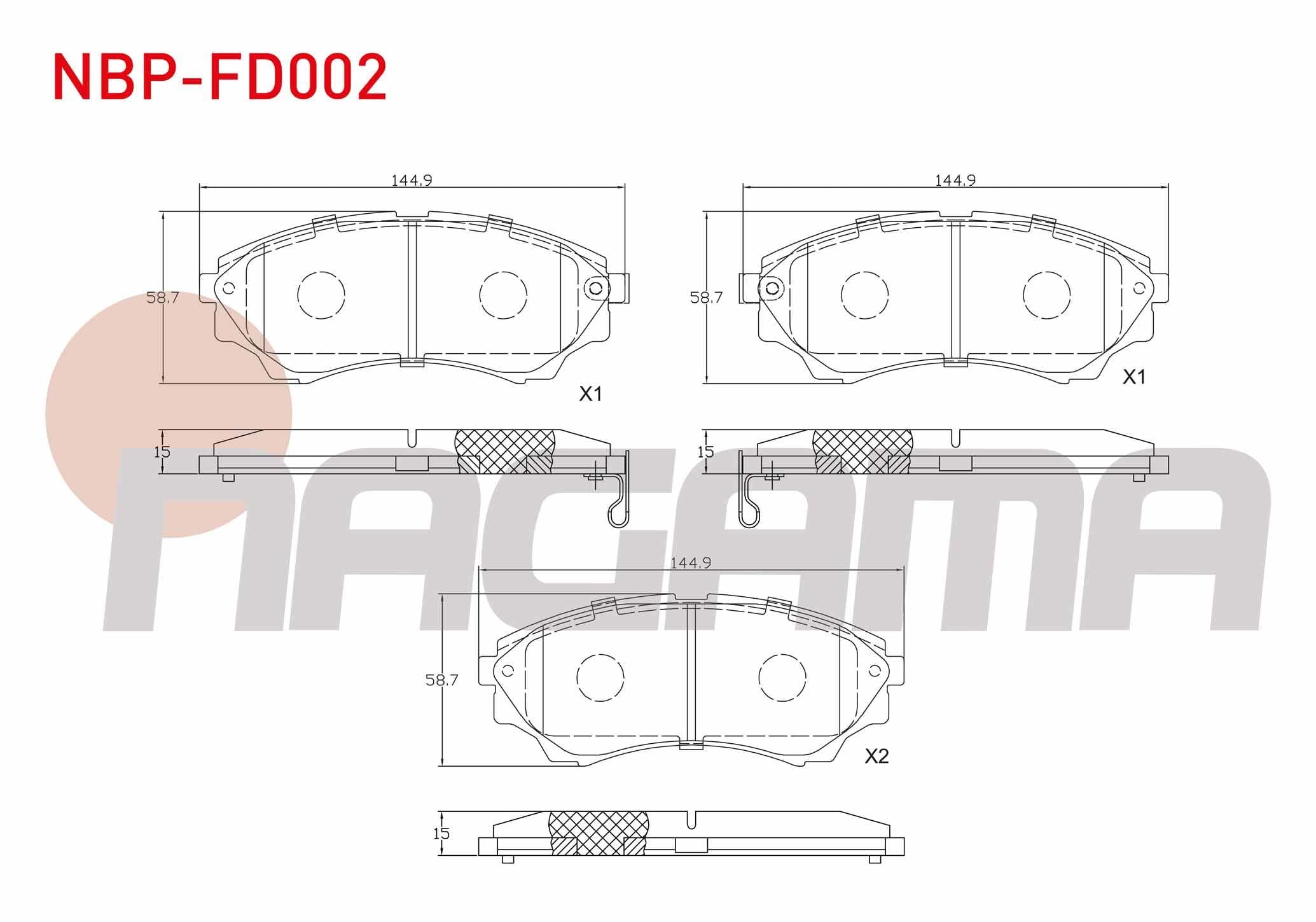 FREN BALATA ON IKAZLI FORD RANGER 2.5 TDCI 4X4 2002-2006 / RANGER 2.2 TDCI 2002-2006 / RANGER 3.0 TDCI 2002-2006 / RANGER 3.2 TDCI 2002-2006 / MAZDA B SERISI (UN) 2.5 D 1998-2006