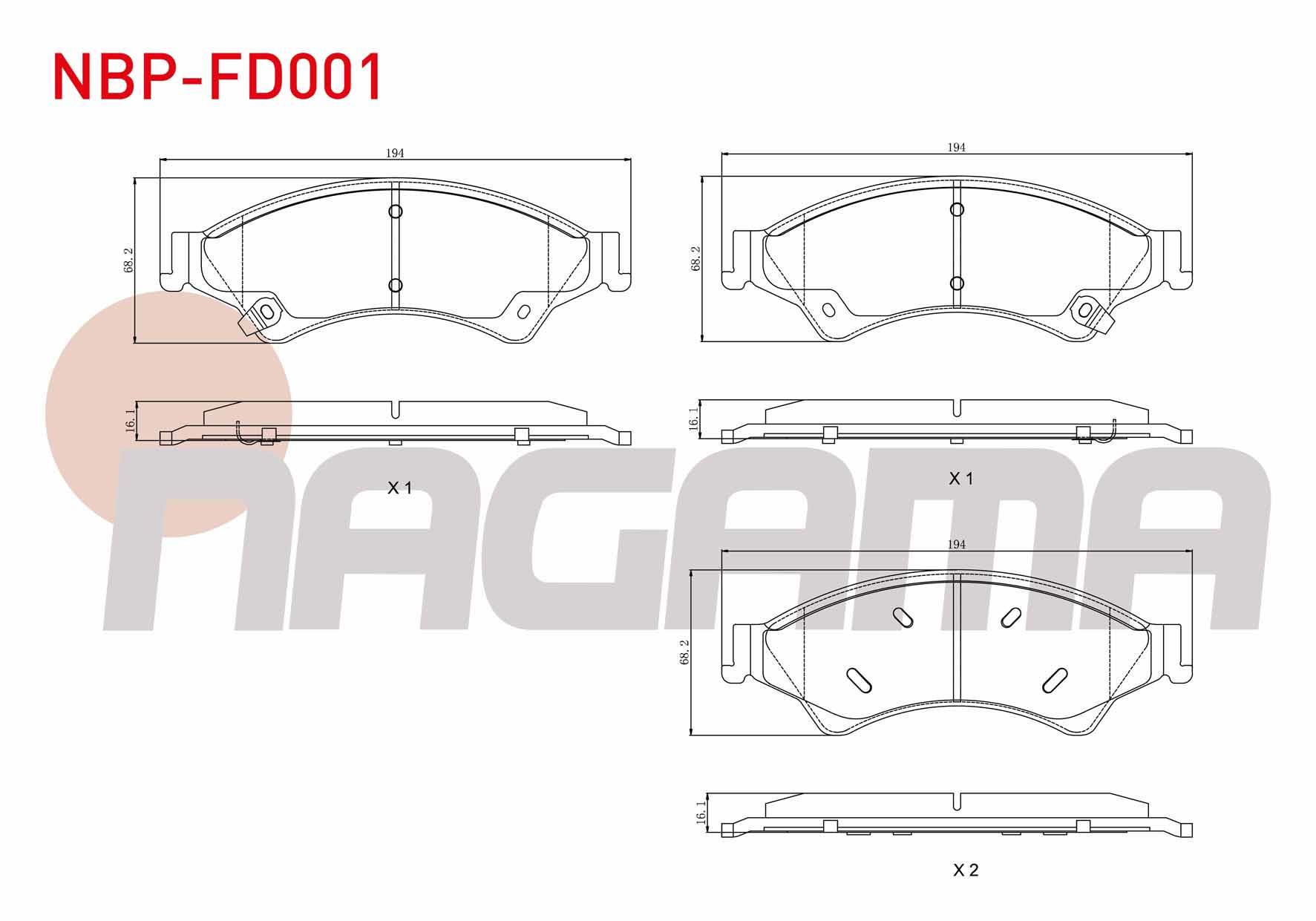 FREN BALATA ON IKAZLI FORD RANGER (TKE) 2.2 TDCI 4X4 2011- / RANGER (TKE) 2.5 TDCI 4X4 2011- / RANGER 3.0 TDCI 4X4 2011- / MAZDA BT-50 2.5 CD 4X4 2006-