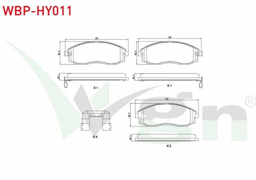 FREN BALATA ON IKAZLI HYUNDAI STAREX 2.4i 1997-2003 / STAREX 2.5 CRDI 1997-2007 / STAREX 2.5 TD 1997-2003