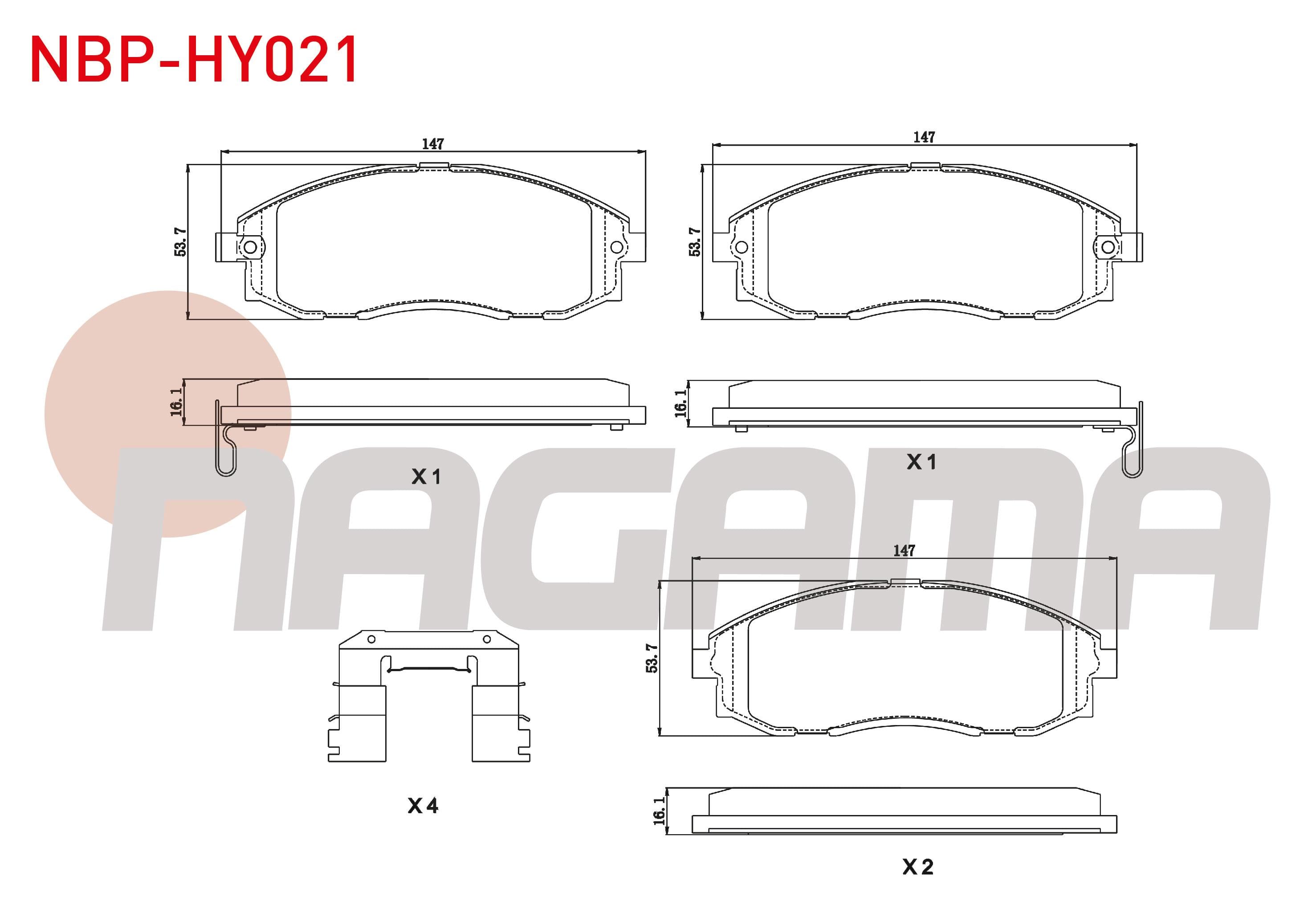 FREN BALATA ON IKAZLI HYUNDAI STAREX 2.4i 1997-2003 / STAREX 2.5 CRDI 1997-2007 / STAREX 2.5 TD 1997-2003