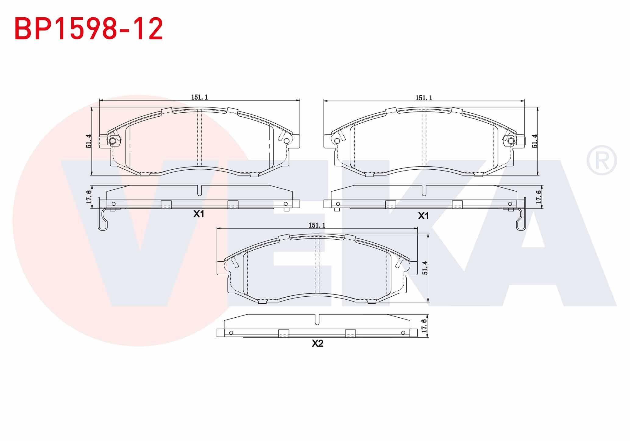 FREN BALATA ON IKAZLI TEL DELIKLI MITSUBISHI L 200 (K3T,K2T,K1T,K0T) 2.5 TD 4X4 1986-1996 / L 200 (K7T,K6T) 2.0 4X4 1996-2007