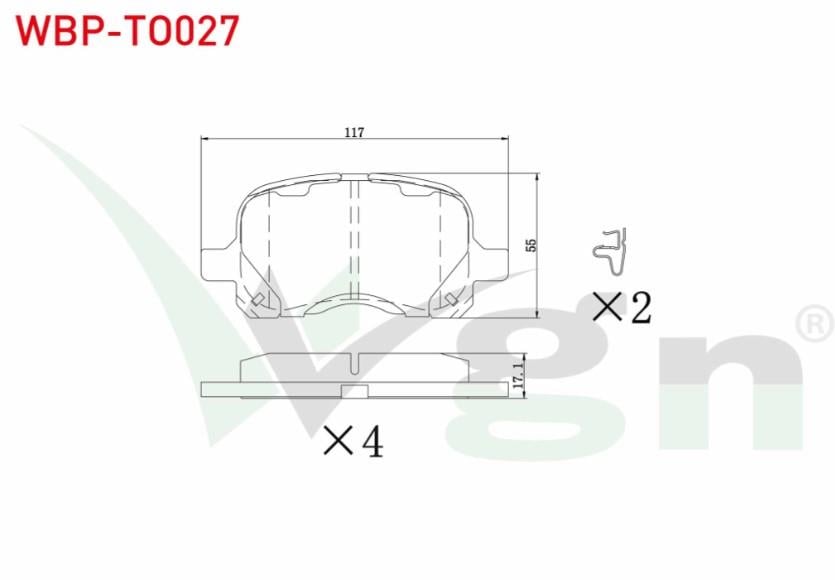 FREN BALATA ON TOYOTA COROLLA (_E11_) 1.4i 1997-2002 / COROLLA (_E11_) 1.6i 1997-2002 / COROLLA (_E11_) 2.0 D 1997-2002 / COROLLA (_E11_) 2.0 D-4D 1997-2002