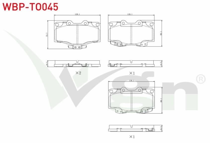 FREN BALATA ON TOYOTA HI-LUX PICK UP (_N_) 2.4 D 1983-2005/ HI-LUX PICK UP (_N_) 2.5 D 1983-2005 / LAND CRUISER 80 (_J8_) 4.2 D 1990-1997 / LAND CRUISER 90 (_J9_) 3.0 D 1996-2002