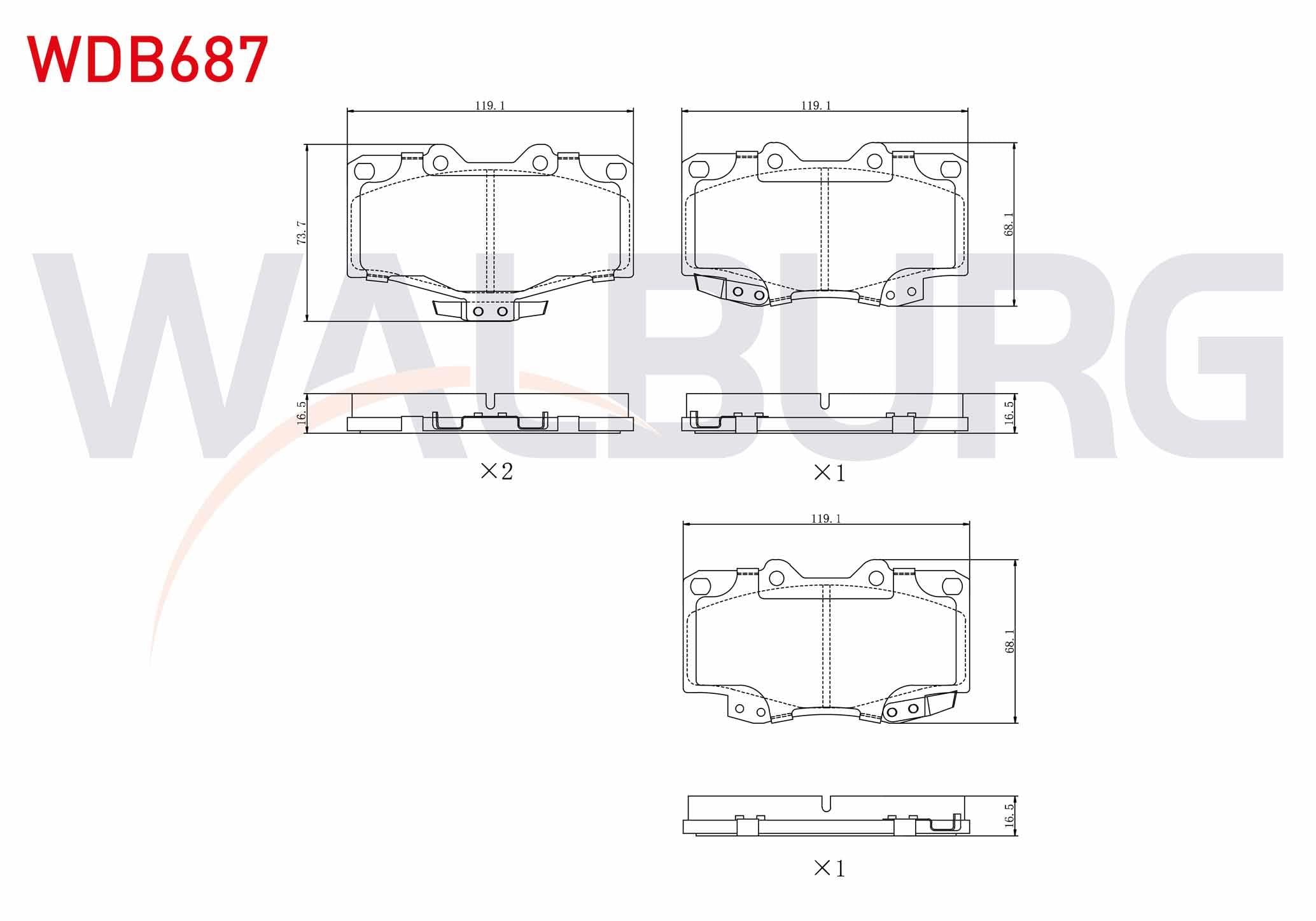 FREN BALATA ON TOYOTA HI-LUX PICK UP (_N_) 2.4 D 1983-2005/ HI-LUX PICK UP (_N_) 2.5 D 1983-2005 / LAND CRUISER 80 (_J8_) 4.2 D 1990-1997 / LAND CRUISER 90 (_J9_) 3.0 D 1996-2002