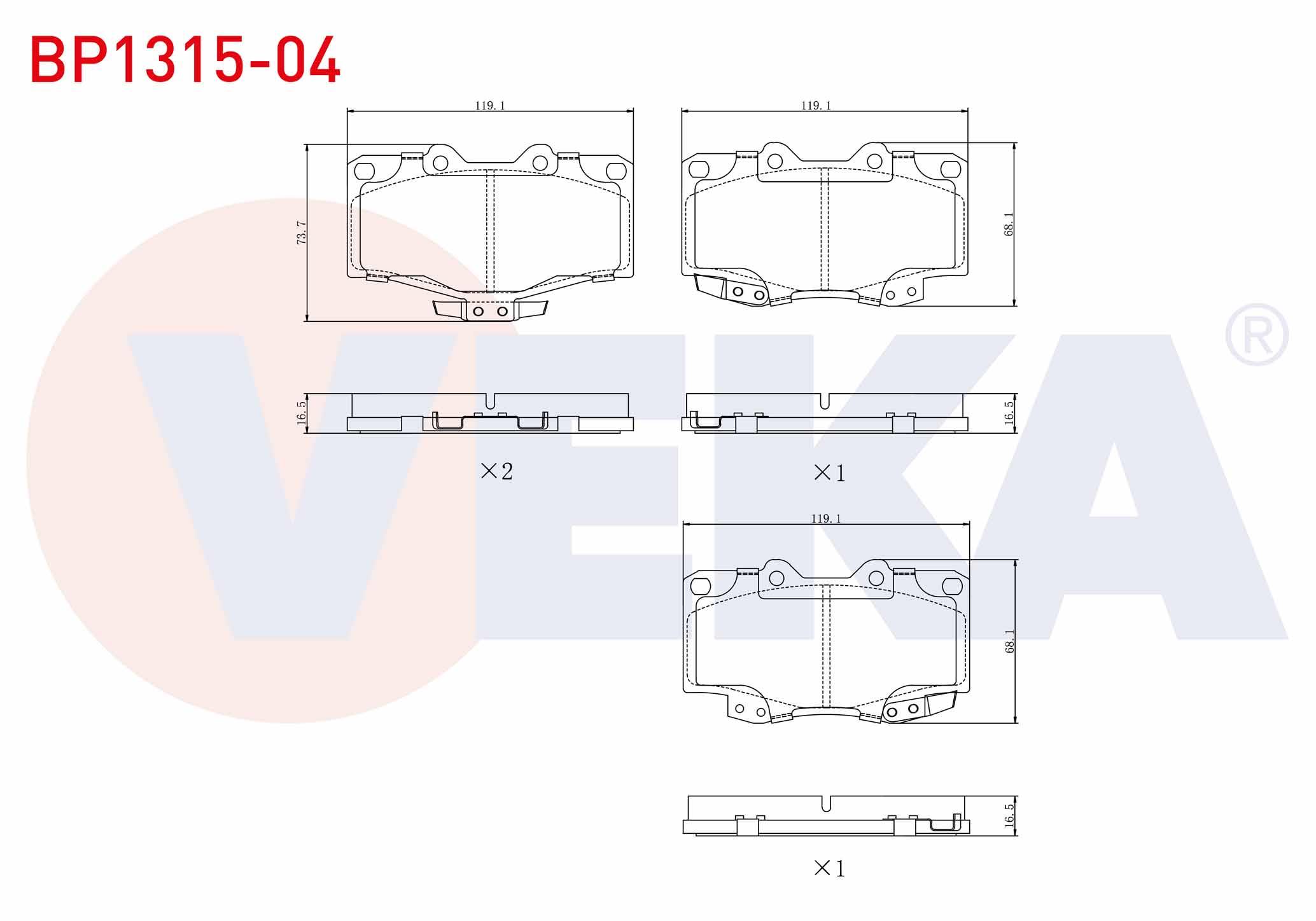 FREN BALATA ON TOYOTA HI-LUX PICK UP (_N_) 2.4 D 1983-2005/ HI-LUX PICK UP (_N_) 2.5 D 1983-2005 / LAND CRUISER 80 (_J8_) 4.2 D 1990-1997 / LAND CRUISER 90 (_J9_) 3.0 D 1996-2002