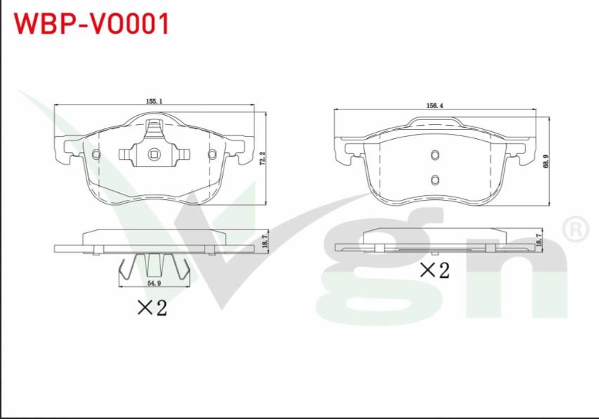 FREN BALATA ON VOLVO C70 I 2.0 1998-2005/ S60 I 2.0 T5 2000-2010/ S80 I 3.0 T6 1998-2006/ V70 I 2.0 T 1997-2000/ V70 II 2.0 T 2000-2007/ S 80 I 2.0 T 1998-2006/ S60 I 2.0 T 2000-2010