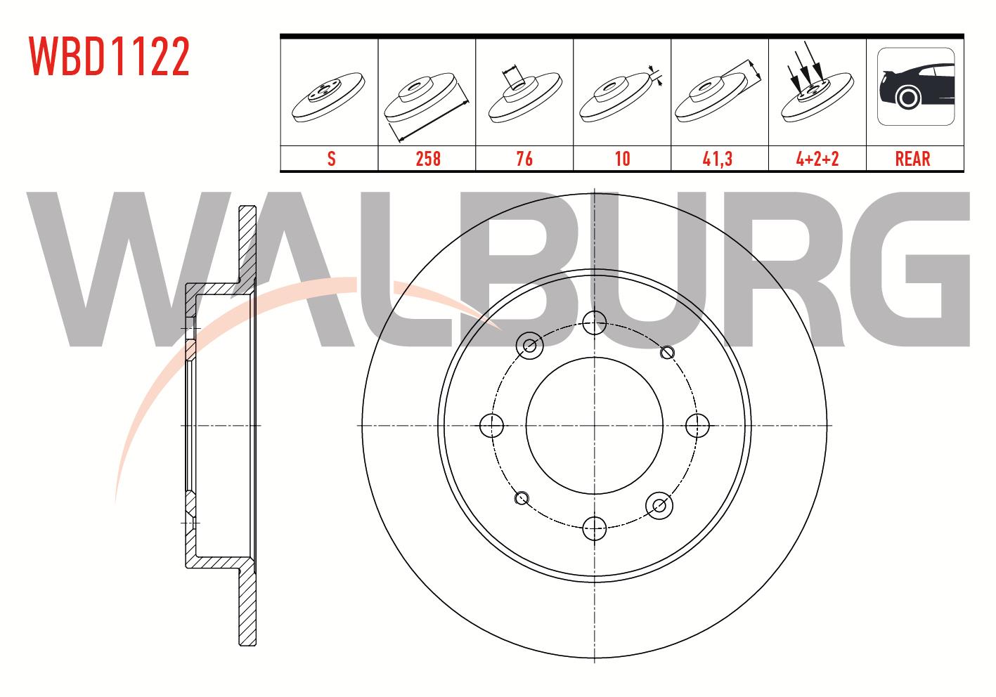 FREN DISKI ARKA DUZ 4 BJN 258X10X76X41,3 KIA CERATO (LD) 1.5 CRDI 2004-2012 / CERATO (LD) 1.6i 2004-2012