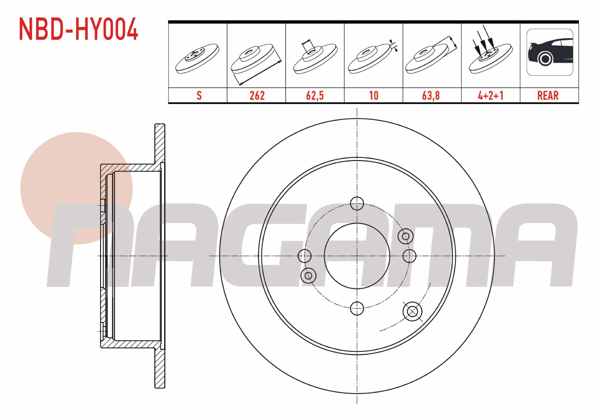 FREN DISKI ARKA DUZ 4 BJN 262X10X62,5X64,5 HYUNDAI ACCENT ERA 1.4i 16v - 1.5 CRDI  -1.6 CVVT 2006-2012/ I20 1.2 D-CVVT - 1.4 CVVT - 1.4 CRDI 2008-2015/ KIA RIO II 1.4i 16v - 1.5 CRDI 2006-2011