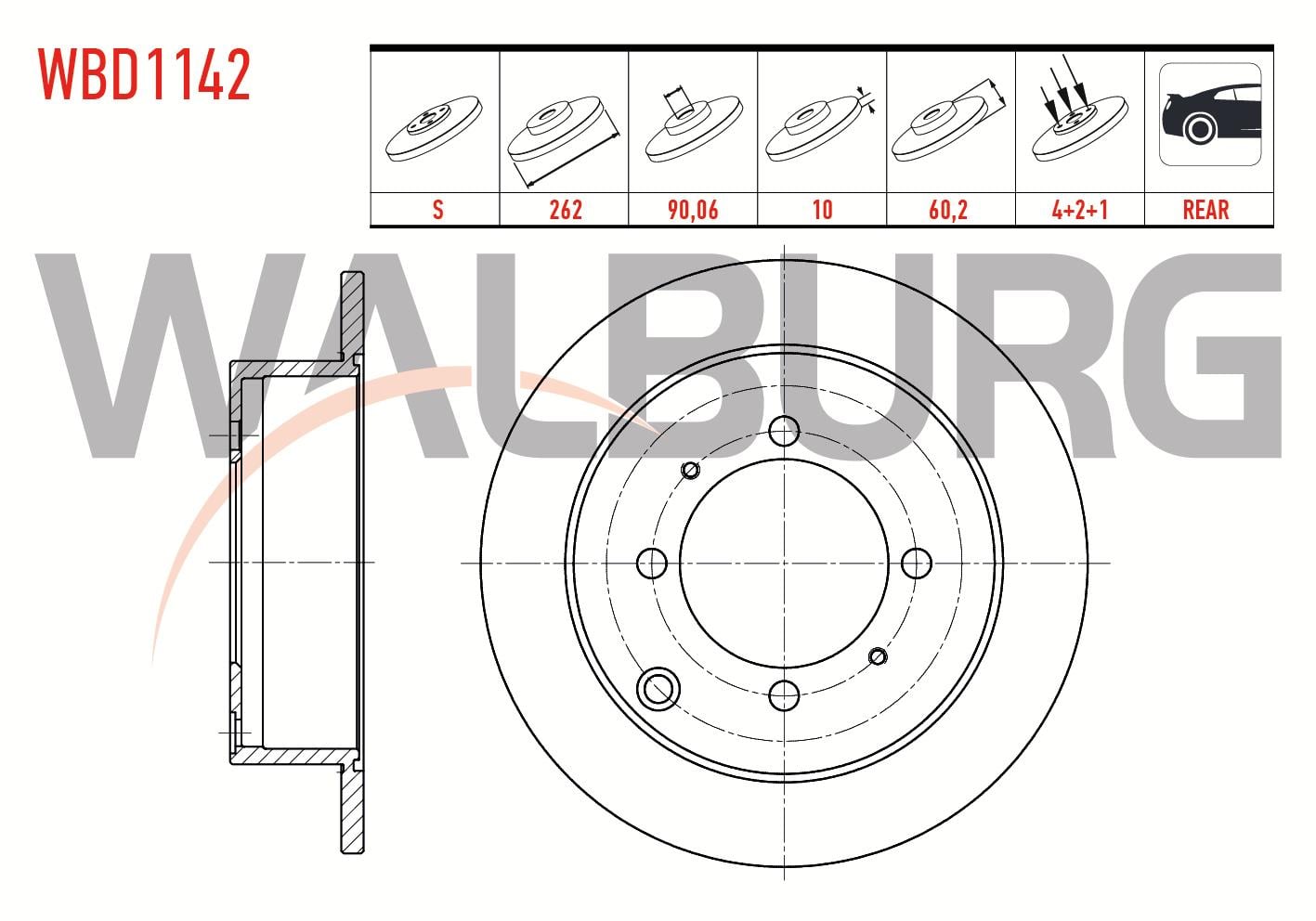 FREN DISKI ARKA DUZ 4 BJN 262X10X90,06X60,2 MITSUBISHI LANCER VII (CSA) 1.3 2003-2007 / LANCER VII (CSA) 1.6 4 2003-2007