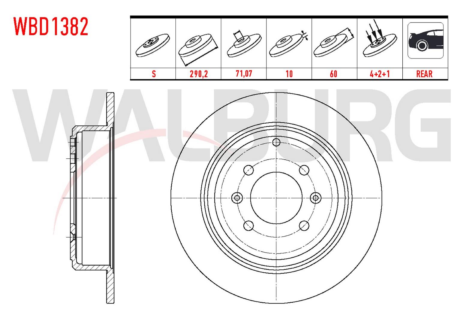 FREN DISKI ARKA DUZ 4 BJN 290,20X10X71,07X60 PEUGEOT 406 (8B) 2.0i 1995-2004 / 406 (8B) 1.8 1995-2004 / 406 (8B) 2.2 1995-2004 / 406 (8B) 3.0 V6 1995-2004