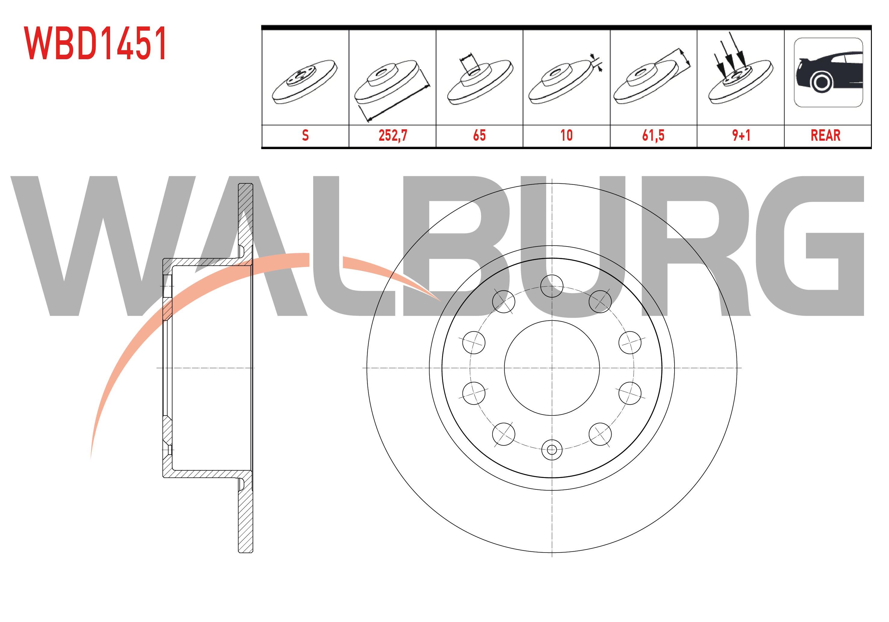 FREN DISKI ARKA DUZ 5 BJN 252,7X10X65X61,5 SKODA OCTAVIA (5E3) 1.0 TSI - 1.2 TSI - 1.4 TSI - 1.6 TDI 2012-