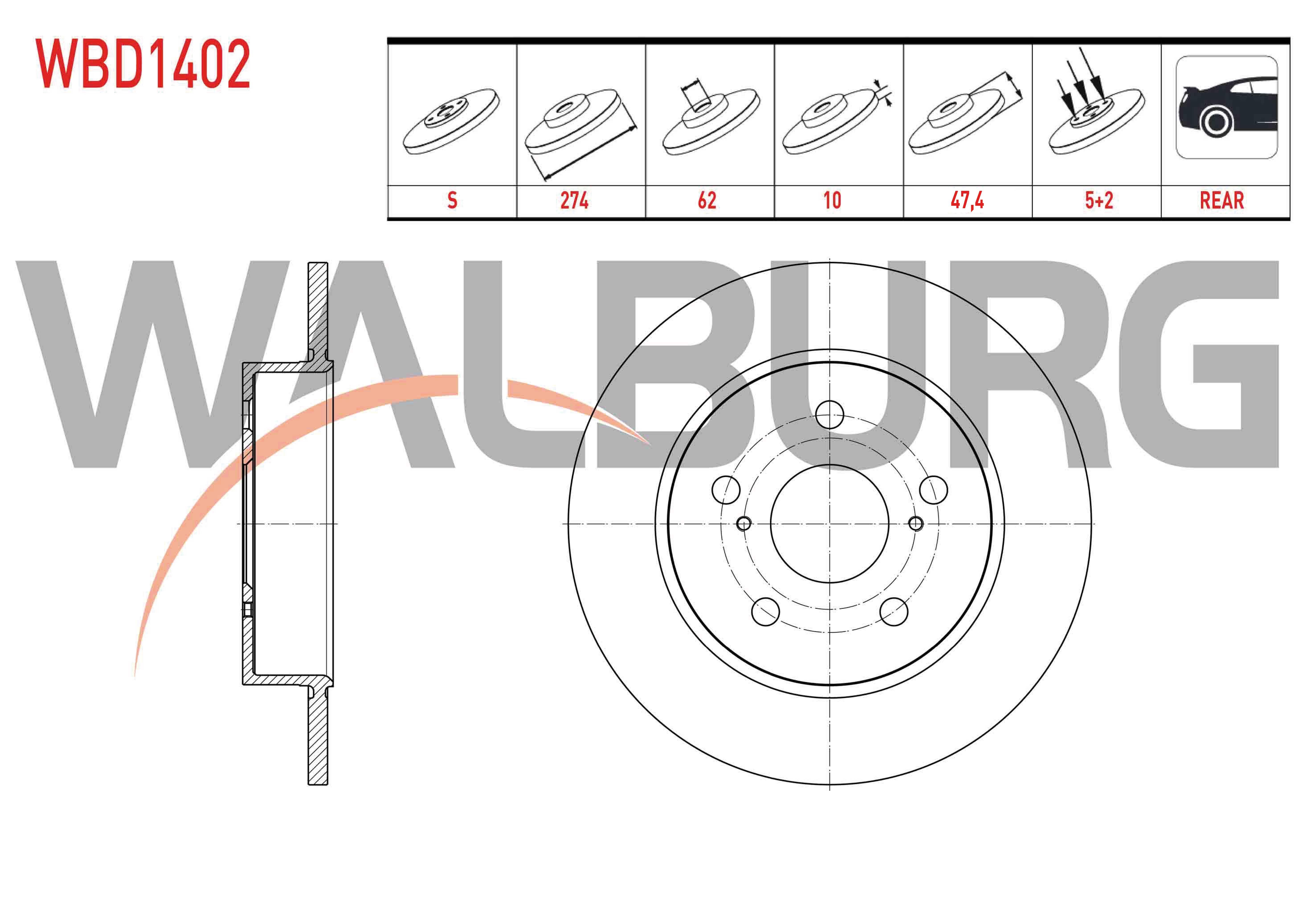 FREN DISKI ARKA DUZ 5 BJN 274X10X62X47,4 TOYOTA COROLLA 1.6 2019-