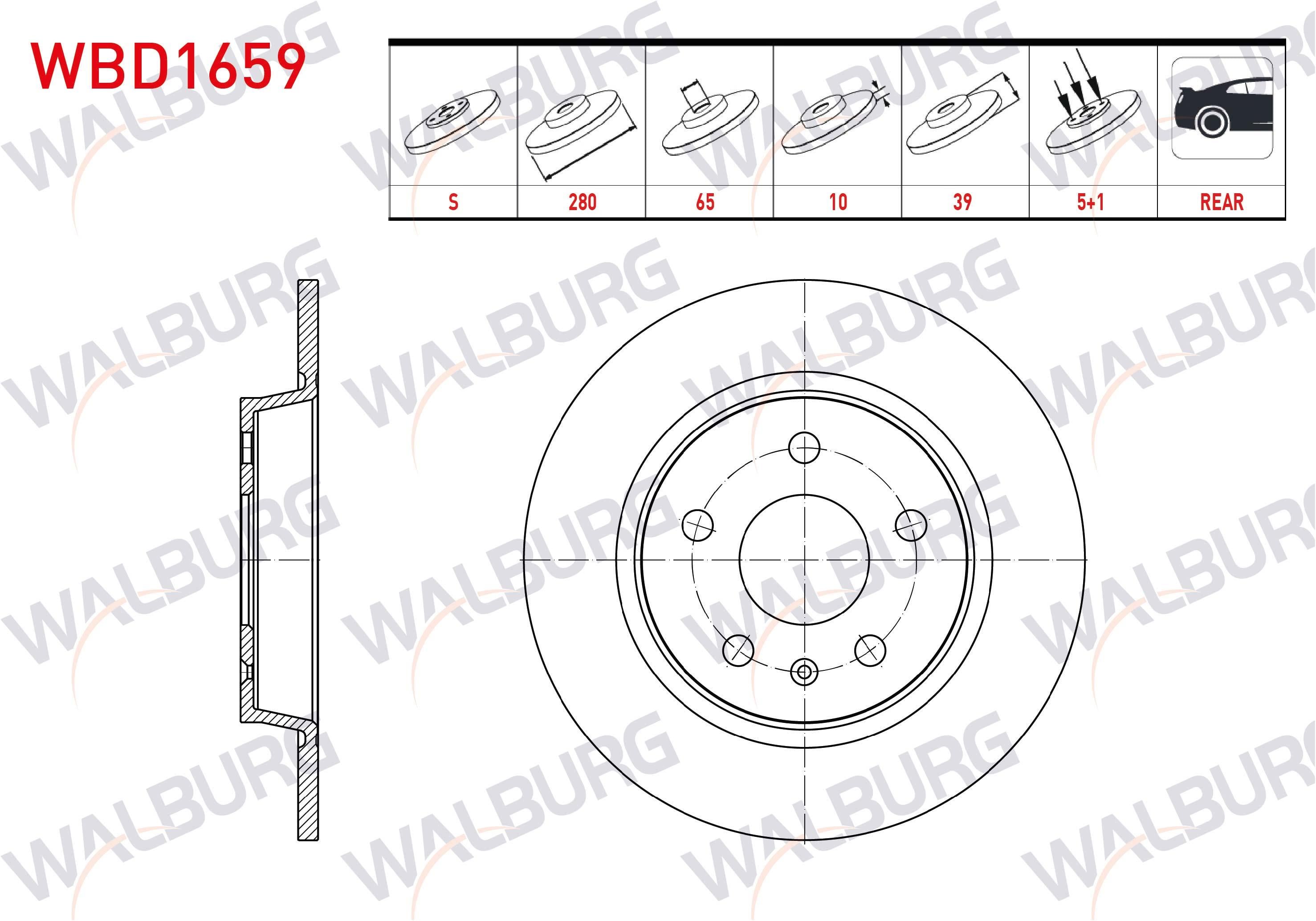 FREN DISKI ARKA DUZ 5 BJN 280X10X65X39 MG ZS SUV EV (CSA7001) 2019-