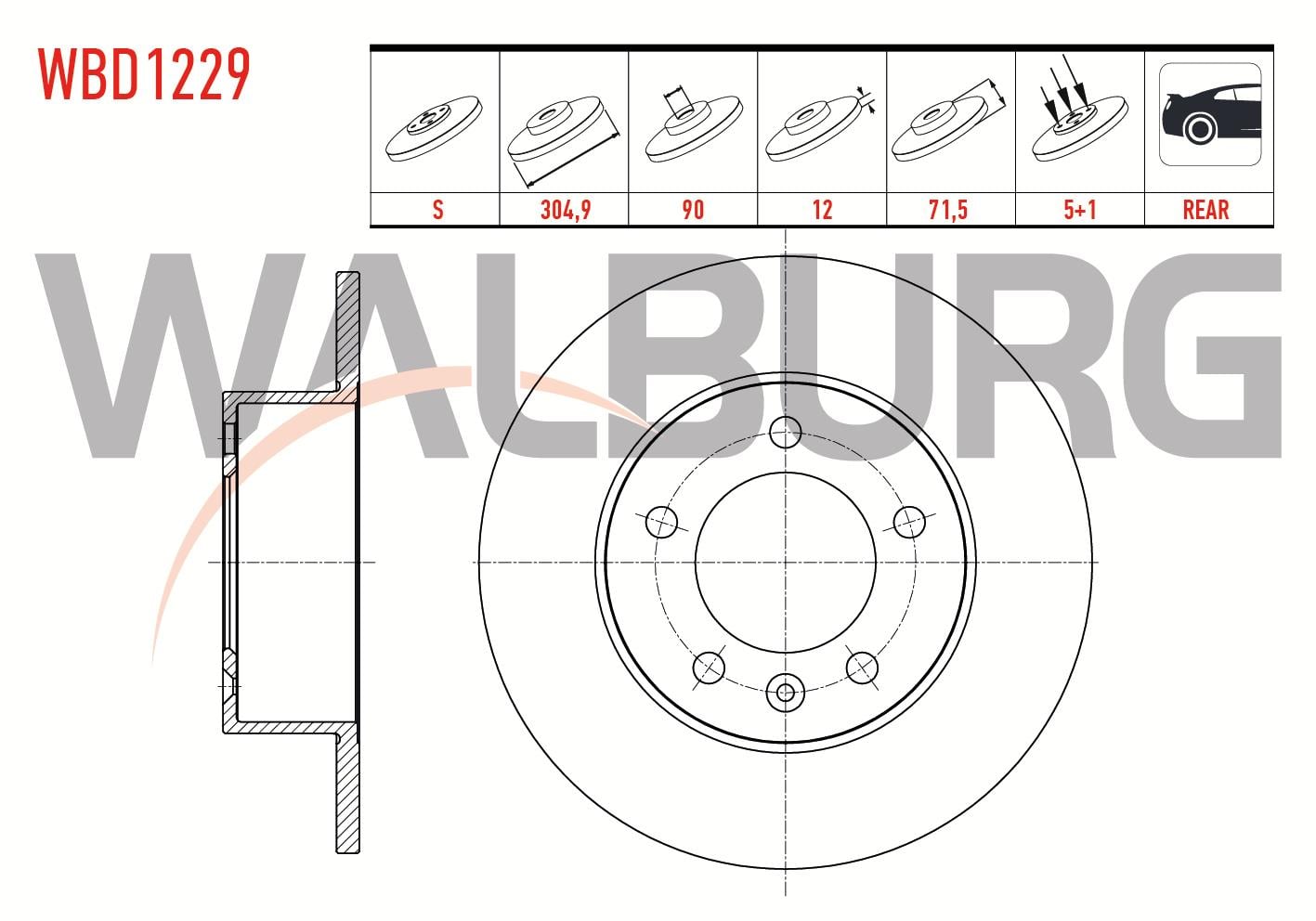 FREN DISKI ARKA DUZ 5 BJN 304,9X12X90X71,5 RENAULT MASTER III (FV) 2.3 DCI 2010-