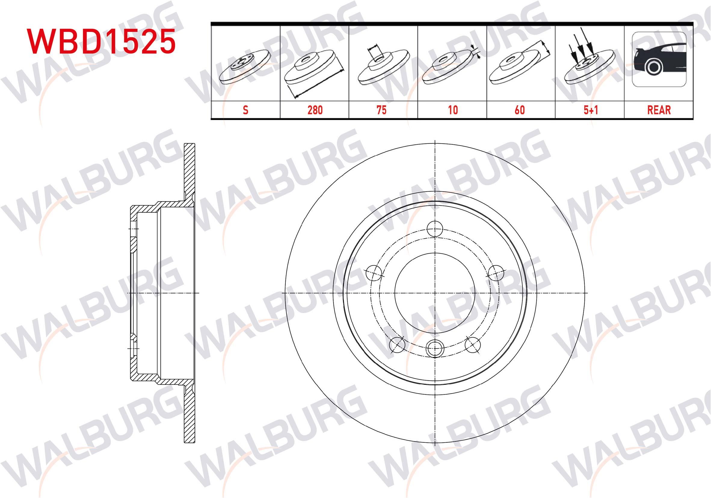 FREN DISKI ARKA DUZ BMW 3 SERISI (E36) 316 i 5 BIJON 280X10X75X60 1990-1998