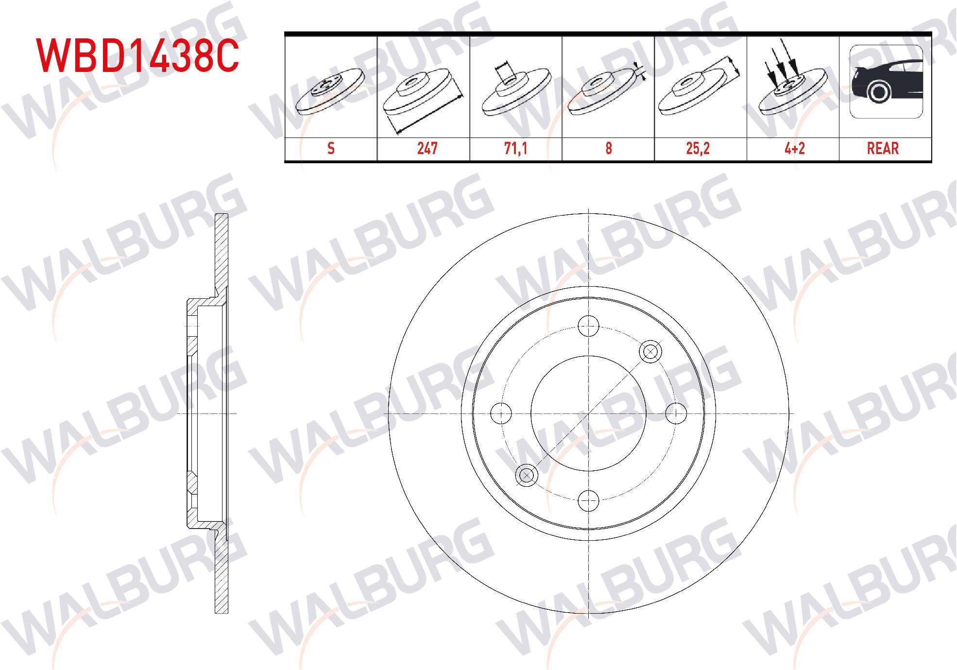 FREN DISKI ARKA DUZ KAPLAMALI 4 BJN 247X8X71,1X25,2 PEUGEOT 306 1.6i 1993-2002/ 106 GTI 1996-2005/ CITROEN XSARA 1.6i 1997-2005 - SAXO 1.6 VTS 1996-2004