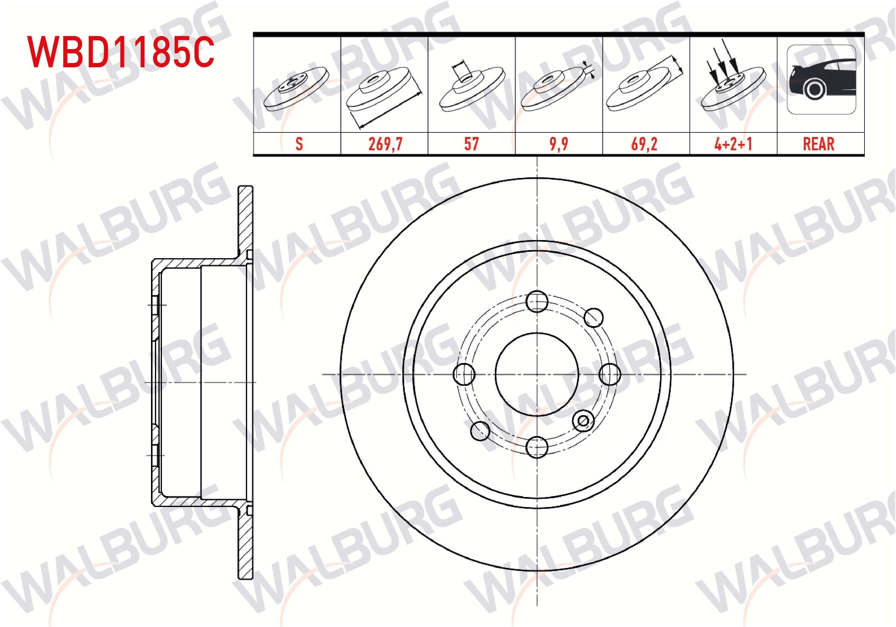 FREN DISKI ARKA DUZ KAPLAMALI 4 BJN 269,7X9,9X57X69,2 OPEL VECTRA B 1.6i 1995-2003/ VECTRA B 1.8i 1995-2003/ VECTRA B 2.0 DTI 1995-2003/ VECTRA B 1.7 TD 1995-2003/ VECTRA B 2.0 DI 1995-2003