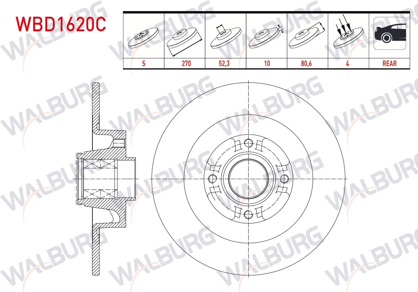 FREN DISKI ARKA DUZ KAPLAMALI 4 BJN 270X10X52,3X80,2 PORYA RULMANLI ABSLI RENAULT SCENIC II 2003-2010