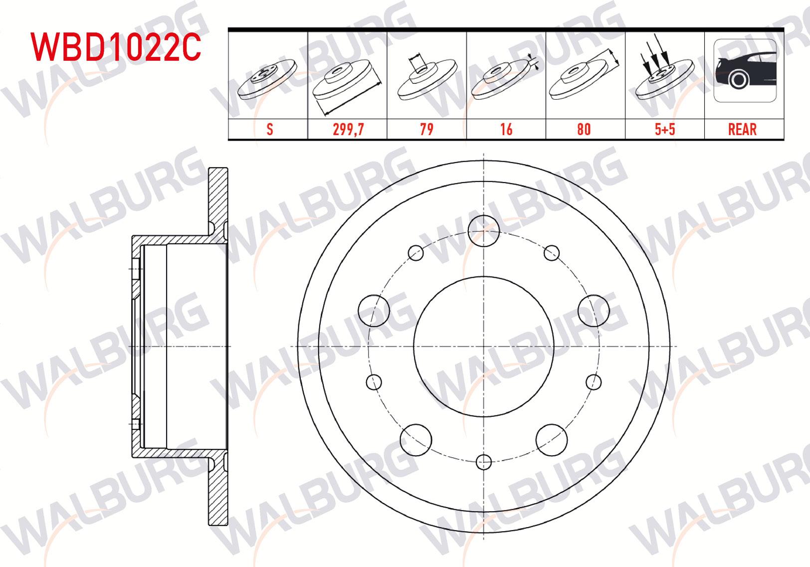 FREN DISKI ARKA DUZ KAPLAMALI 5 BJN 16 JANT 299,7X16X79X80 FIAT DUCATO 2.3 MJT 2006-2014/ DUCATO 3.0 MJT 2006-2014/ PEUGEOT BOXER III 2.2 HDI 2006-2014/ CITROEN JUMPER III 2.8 HDI 2006-2014