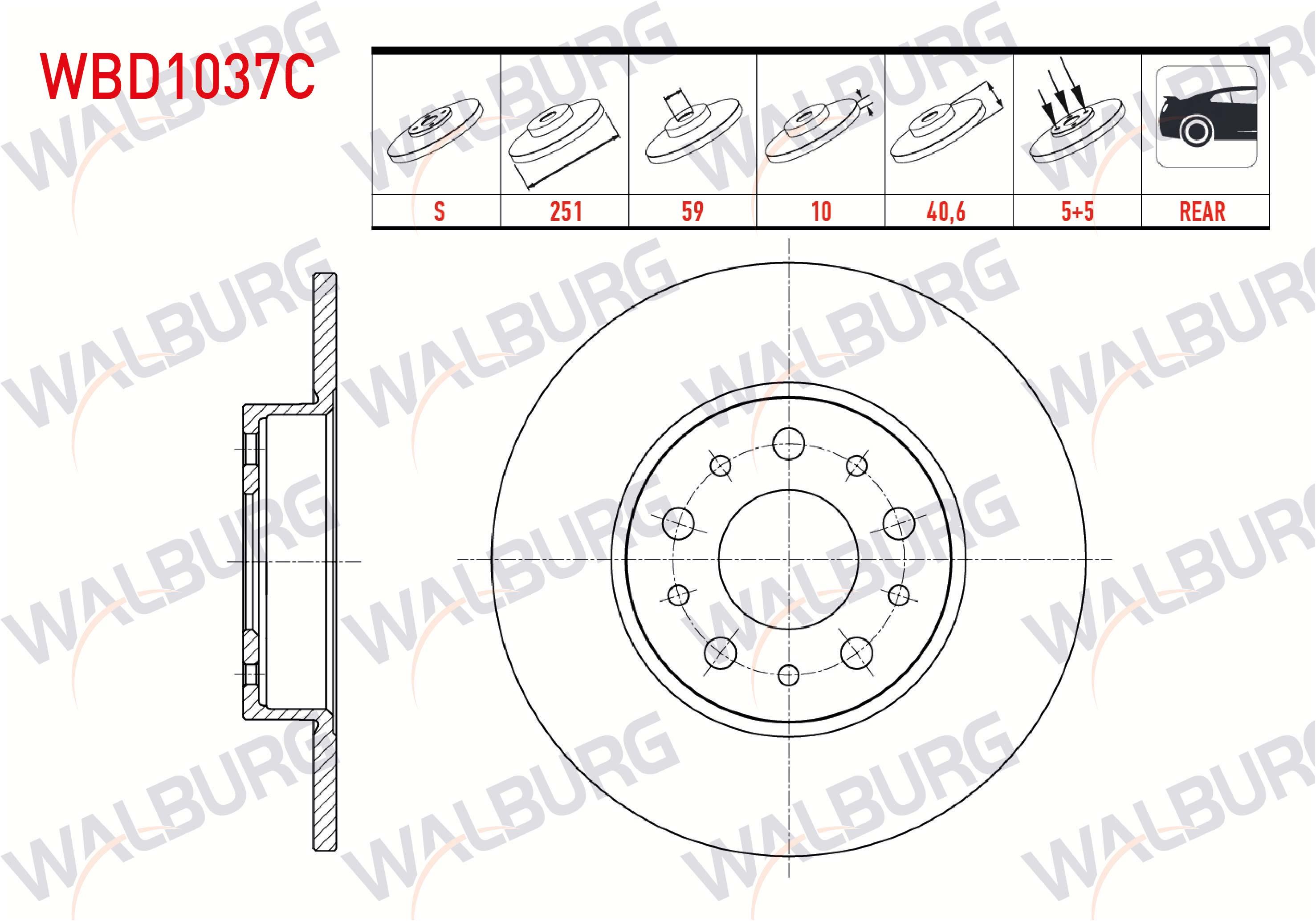FREN DISKI ARKA DUZ KAPLAMALI 5 BJN 251X10X59X40,6 FIAT EGEA 1.6 MJT 2015- / 500L 1.6 MJT - 0.9 / 1.4 2012-/ EGEA HB 1.6 D 2020-/ EGEA CROSS 1.6 2020-