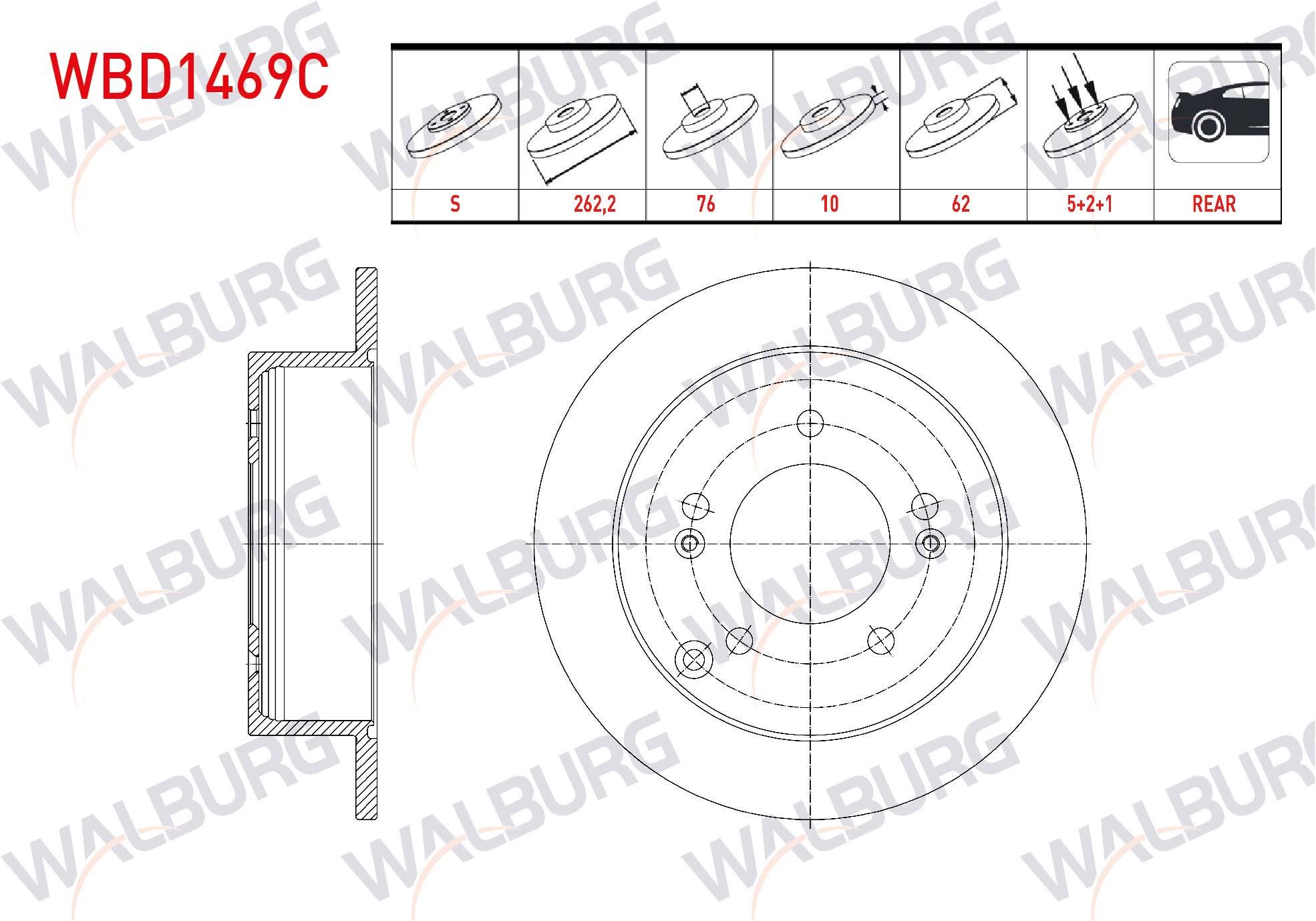 FREN DISKI ARKA DUZ KAPLAMALI 5 BJN 262,2X10X76X62 HYUNDAI SONATA 2.0 VVTI 2005-2010