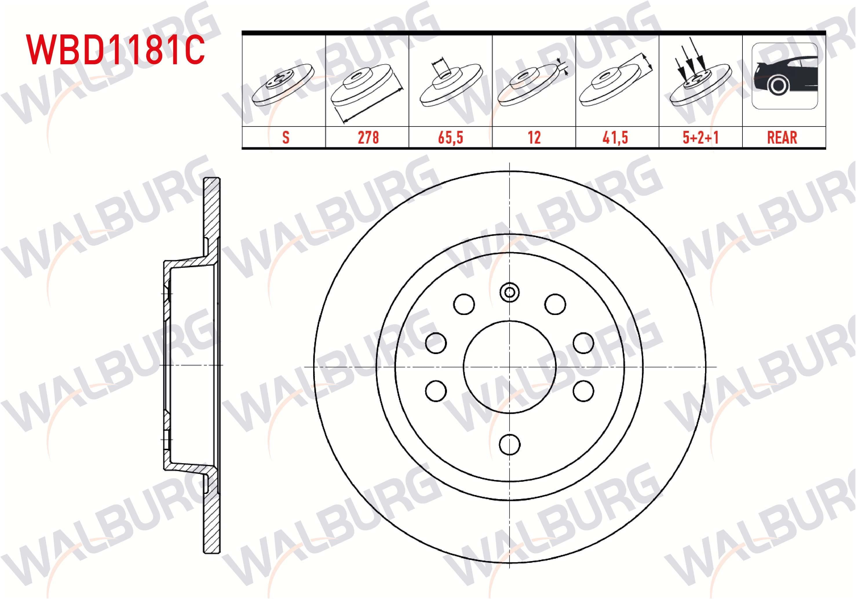 FREN DISKI ARKA DUZ KAPLAMALI 5 BJN 278X12X65,5X41,5 OPEL VECTRA C 1.6 16v 2.0 DTI 2002-2008 / VECTRA C 1.9 CDTI 2002 -2008/ VECTRA C 2.0 DTI 2002 -2008/ SIGNUM 1.8i 2003-