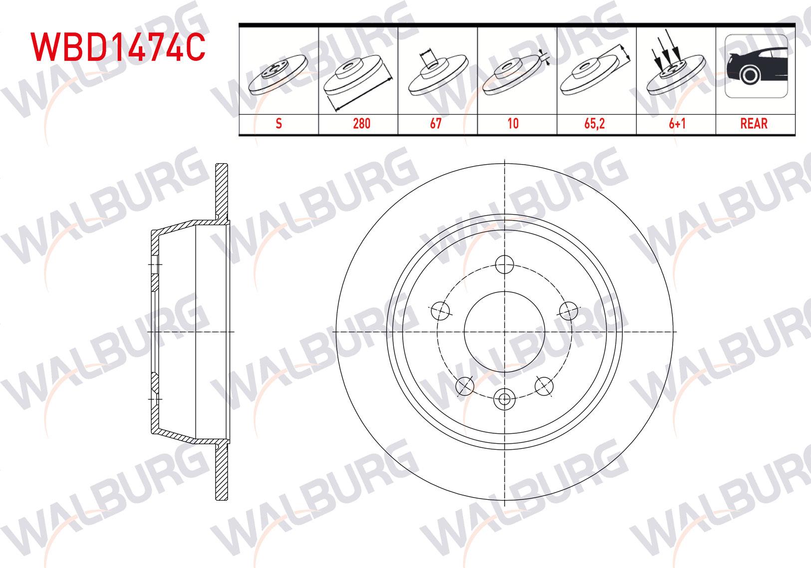 FREN DISKI ARKA DUZ KAPLAMALI 5 BJN 280X10X67X65,2 MERCEDES VITO (638) 112 CDI 1997-2003