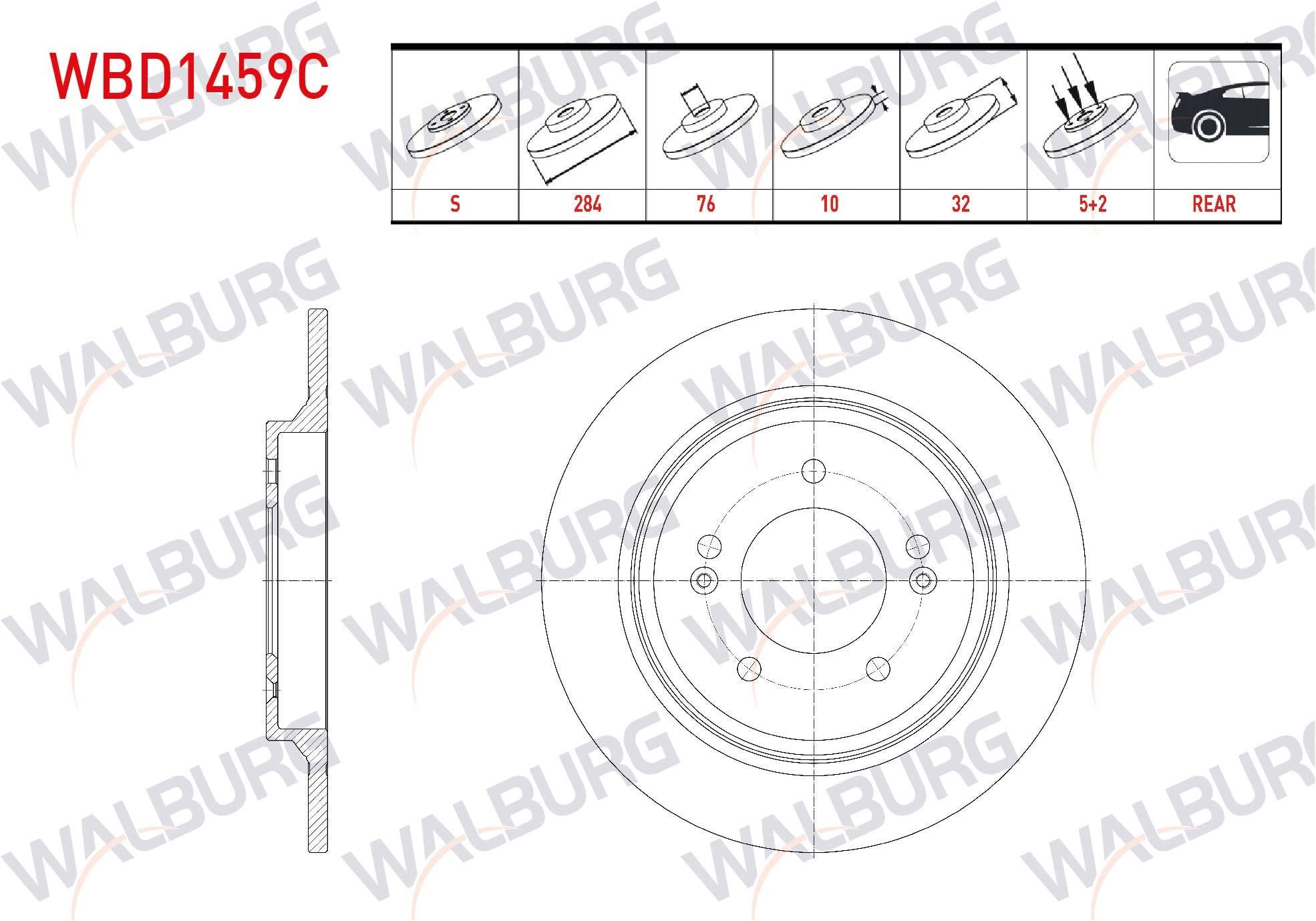 FREN DISKI ARKA DUZ KAPLAMALI 5 BJN 284X10X76X31,9 HYUNDAI I30 1.6 CRDI 2016-
