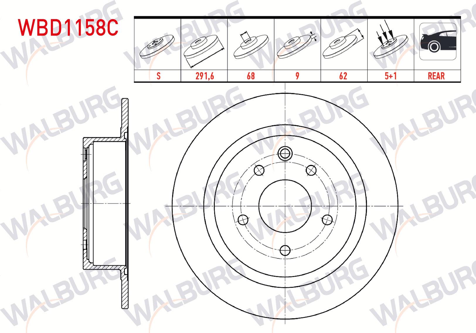 FREN DISKI ARKA DUZ KAPLAMALI 5 BJN 291,5X9X68X62 NISSAN QASHQAI (J10) 1.5 DCI 2007-2014/ QASHQAI 1.6i 2007-2014/ QASHQAI 2.0 DCI 2007-2014/ JUKE 1.5 DCI 2010- / JUKE 1.6 DIG-T 2010-