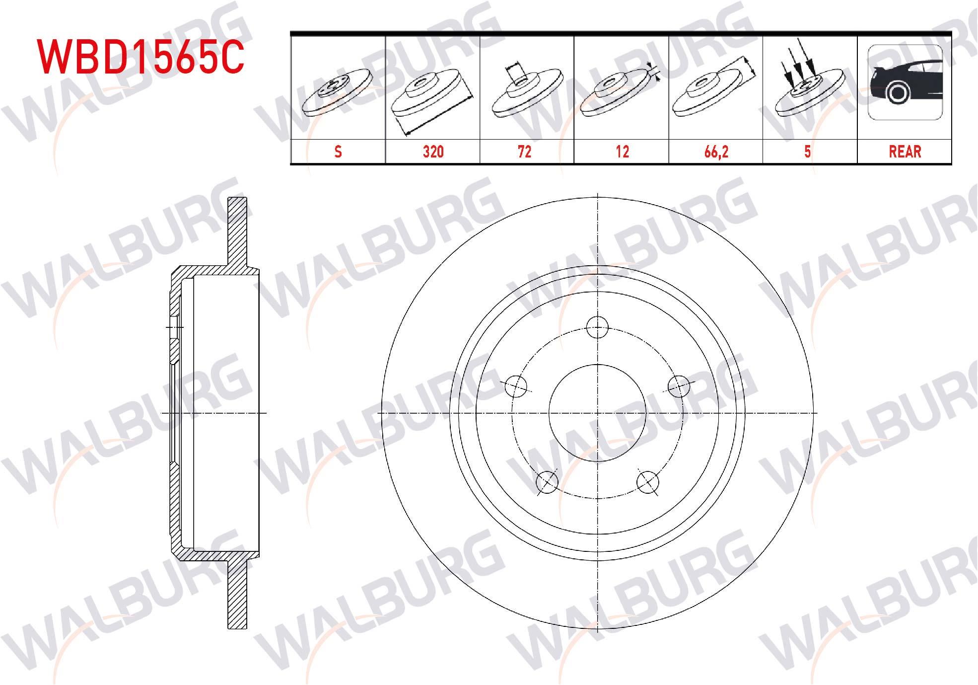 FREN DISKI ARKA DUZ KAPLAMALI 5 BJN 320X14X72X66,2 JEEP GRAND CHEROKEE III (WH,WK) 3.0 CRD 2005-2010