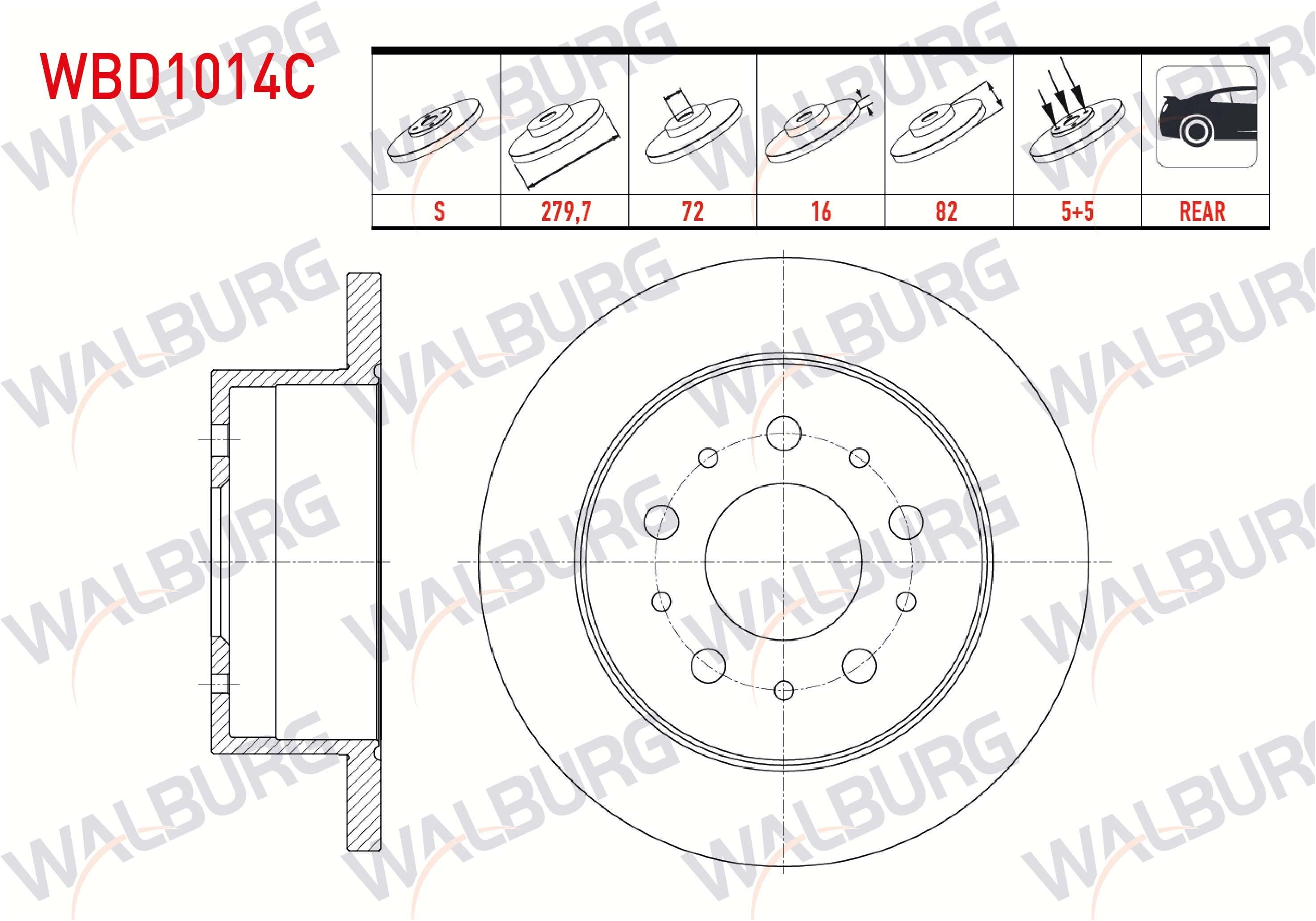 FREN DISKI ARKA DUZ KAPLAMALI CITROEN JUMPER II 2.8 HDI 5 BIJON 279,7X16X72X82 2002-2006